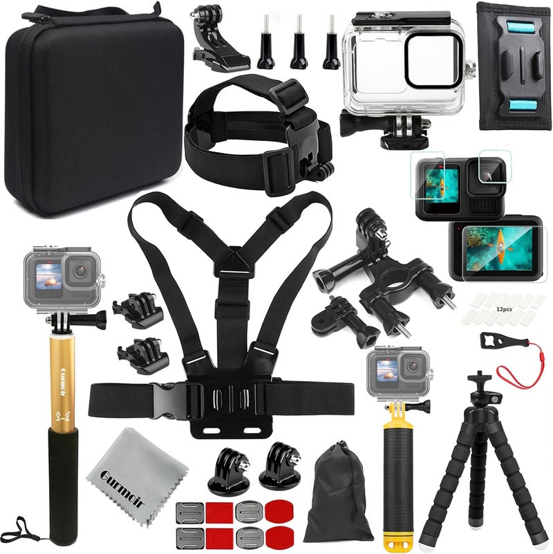 Gurmoir Accessory Kit with Waterproof Case for Go Pro Hero 13 12 11 10 9 Black. Underwater Diving Housing Floating Hand Grip Screen Protector Bundle Pack for GoPro 13 12 11 10 9 Camera(DT13) - Image 1